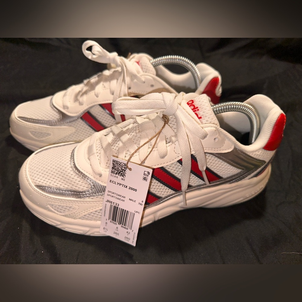 Adidas White and Red Athletic Shoes